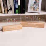 Gepersonaliseerde 1-12 Geboortebloem Tuin Acryl LED Nachtlamp met Houten Basis Woondecoratie Moederdag Verjaardags Cadeau voor Oma Mama