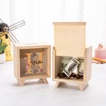 Personalised Cute Giraffe Zebra Tiger Wood Clear Money Box Piggy Bank with Name and Initial Children's Day Birthday Gift for Kids