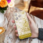 Funda personalizada para iPhone con nombre estilo Toile De Jouy Vintage French Country Girl Regalo de boda de cumpleaños para mujer
