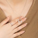 Personalisierte doppelte Geburt Blumen Blatt Zweig Halskette Ringhalter mit Birthstone Geburtstag Anerkennung Geschenk für Krankenschwester Arzt Frauen