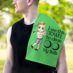 Personalized I Use This Towel to Clean My Balls Waffle Golf Towel with Cartoon Sport Man Hook Super Absorbent Golf Accessory Gift for Golf Lover Man