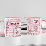 Personalisierte Name Cloud Heart Holding Hands 11oz Keramik-Becher mit Namen Geburtstag Valentinstag Jahrestag Geschenk für Paare