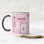 Personalisierte Name Cloud Heart Holding Hands 11oz Keramik-Becher mit Namen Geburtstag Valentinstag Jahrestag Geschenk für Paare