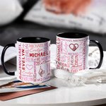 Personalisierte Name Cloud Heart Holding Hands 11oz Keramik-Becher mit Namen Geburtstag Valentinstag Jahrestag Geschenk für Paare