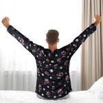 Personalised Pet Face Soft Skin-friendly Long-Sleeve Pyjama Bottoms Set with Paw Print and Bone Birthday Gift for Pet Lovers