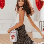 Portafoglio a traccola portatile in pelle personalizzato con design Highland Cow Coquette Bow e nome regalo di San Valentino per le donne