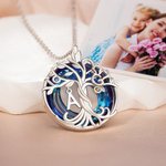 Collana personalizzata in cristallo d'argento con 1-2 pietre di nascita e iniziali, regalo di compleanno e anniversario per le donne.