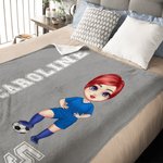 Personalisierte Mehrfarbige Fußball Cartoon Charakter Weiche Decke mit Namen und Nummer Haus Deko Spieltag Geburtstagsgeschenk für Fußball-Liebhaber