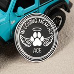 Personalisierte In Loving Memory Pet Paw Print Angle Wings Jeep Abzeichen mit Namen für 4x4 Fahrzeug Dekoration Pet Memorial Geschenk für Autobesitzer
