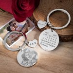 Calendrier photo gravé personnalisé Porte-clés rond avec breloque initiale en forme de coeur Cadeau d'anniversaire de Saint-Valentin pour couple