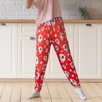 Personalised Pet Face Soft Skin-friendly Long-Sleeve Pyjama Bottoms Set with Paw Print and Bone Birthday Gift for Pet Lovers