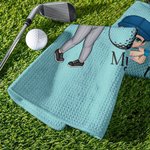 Personalized I Use This Towel to Clean My Balls Waffle Golf Towel with Cartoon Sport Man Hook Super Absorbent Golf Accessory Gift for Golf Lover Man