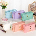 Personalisierte Faux Glitter Gold-Edged Geburt Blume Leder Kosmetiktasche Tasche mit Namen Geburtstag Reisezubehör Hochzeit Geschenk für Frauen Brautjungfern