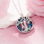 Collana personalizzata in cristallo d'argento con 1-2 pietre di nascita e iniziali, regalo di compleanno e anniversario per le donne.