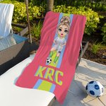 Personlig fotball tegneserie karakter monogram stripe overdimensjonert hurtigtørkende strandhåndkle ferie tilbehør bursdagsgave for fotballelskere