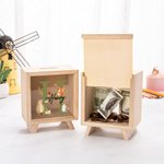 Personalisierte niedliche Eichhörnchen Bär Woodland Tier klar hölzerne Spardose mit Namen und Initialen Geburtstag Kindertag Geschenk für Kinder
