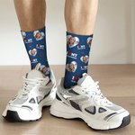Personalised I Love My Boyfriend Girlfriend Photo Portrait Design Tube Socks Valentine's Day Anniversary Gift for Couple