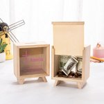 Hucha de madera transparente personalizada con nombre y texto Baby Shower Cumpleaños Día del Niño Regalo para niños