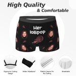 Personlig glass Lollipop andningsbar par Thong Brief Boxer underkläder set med ansiktsfoto Alla hjärtans dag jubileumsgåva för honom henne