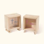 Hucha de madera transparente personalizada con nombre y texto Baby Shower Cumpleaños Día del Niño Regalo para niños