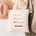 Personalisierte wiederverwendbare Pray On It Canvas Tasche mit Namen Reisezubehör religiöses Geburtstagsgeschenk für Christen