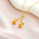 Personalisierte doppelte Geburt Blumen Blatt Zweig Halskette Ringhalter mit Birthstone Geburtstag Anerkennung Geschenk für Krankenschwester Arzt Frauen