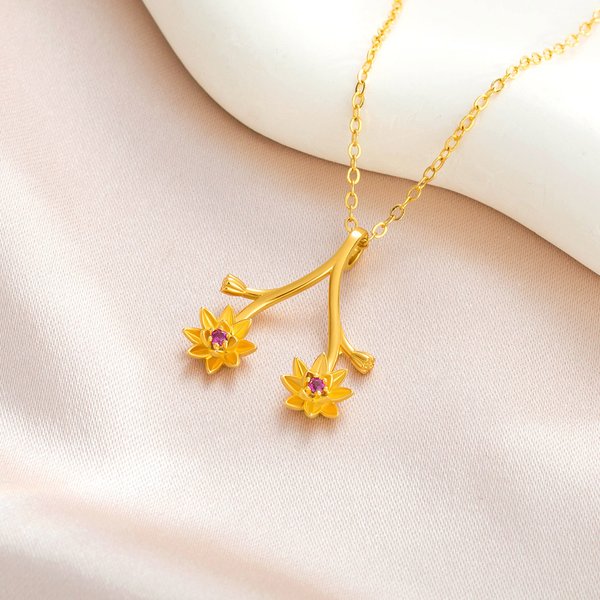 Personalisierte doppelte Geburt Blumen Blatt Zweig Halskette Ringhalter mit Birthstone Geburtstag Anerkennung Geschenk für Krankenschwester Arzt Frauen