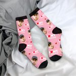 Personalised I Love My Boyfriend Girlfriend Photo Portrait Design Tube Socks Valentine's Day Anniversary Gift for Couple