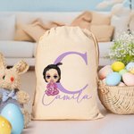 Personalised Cute Cartoon Character Drawstring Gift Bag with Name Easter Gift for Boys Girls