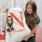 Personalised Cute Cartoon Character Drawstring Gift Bag with Name Easter Gift for Boys Girls