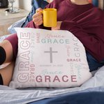 Nombre Personalizado Nube Cruz Suave Funda Almohada con Nombres Bebé Día del Bautizo Bienvenido Nacimiento Decoración del Hogar Regalo para los Nuevos Padres Familia