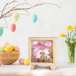 Personalisierte niedliche Ostern Hase Ei rosa Schleife anfängliche hölzerne klare Spardose Sparschwein mit Namen Ostern Party Bildungsgeschenk für Kinder