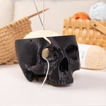 Personalized 3D Printed Gothic Skull Yarn Bowl Holder Storage with Name Knitting Supplies Accessories Home Decor Birthday Gift for Knitters