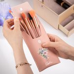 Croce personalizzata di nascita fiore trucco borsa pennelli con 8 pezzi pennelli addio al nubilato matrimonio Pasqua regalo cristiano per le donne ragazze