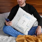 Nombre Personalizado Nube Cruz Suave Funda Almohada con Nombres Bebé Día del Bautizo Bienvenido Nacimiento Decoración del Hogar Regalo para los Nuevos Padres Familia