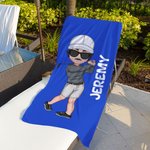 Personalisierte Cartoon Golfspieler Geburt Blume überdimensioniert schnell trocken Strand Handtuch mit Namen Geburtstag Reisezubehör Geschenk für Golf-Enthusiasten