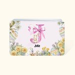 Scatola di latta per biscotti personalizzata con iniziale e nome, regalo di compleanno di Pasqua per bambini, famiglia e amici.