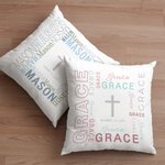 Nombre Personalizado Nube Cruz Suave Funda Almohada con Nombres Bebé Día del Bautizo Bienvenido Nacimiento Decoración del Hogar Regalo para los Nuevos Padres Familia