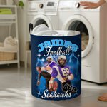 Personalisierte 1-5 Fotos Brillant Blitz Basketball Fußball Wasserdicht Wäscheaufbewahrung Korb mit Namen Geburtstag Housewarming Geschenk für Sportliebhaber