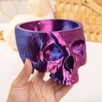 Personalized 3D Printed Gothic Skull Yarn Bowl Holder Storage with Name Knitting Supplies Accessories Home Decor Birthday Gift for Knitters
