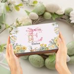Scatola di latta per biscotti personalizzata con iniziale e nome, regalo di compleanno di Pasqua per bambini, famiglia e amici.
