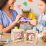 Personalisierte niedliche Ostern Hase Ei rosa Schleife anfängliche hölzerne klare Spardose Sparschwein mit Namen Ostern Party Bildungsgeschenk für Kinder