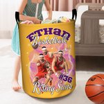 Personalisierte 1-5 Fotos Brillant Blitz Basketball Fußball Wasserdicht Wäscheaufbewahrung Korb mit Namen Geburtstag Housewarming Geschenk für Sportliebhaber