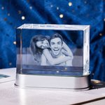 Regalo personalizado con foto de cristal 3D grabado para pareja