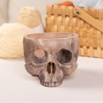 Personalized 3D Printed Gothic Skull Yarn Bowl Holder Storage with Name Knitting Supplies Accessories Home Decor Birthday Gift for Knitters