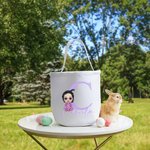 Panier pour Chasse aux Œufs en Toile Personnalisé avec Nom Initiale et Personnage Cadeau Anniversaire Pâques pour Enfant Famille Ami
