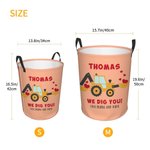Personalized Dig You Excavator Large Capacity Waterproof Storage Basket with Handle Name and Text Birthday Baby Shower Gift for Boys Girls