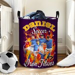Personalisierte 1-5 Fotos Brillant Blitz Basketball Fußball Wasserdicht Wäscheaufbewahrung Korb mit Namen Geburtstag Housewarming Geschenk für Sportliebhaber