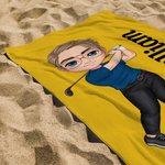 Personalisierte Cartoon Golfspieler Geburt Blume überdimensioniert schnell trocken Strand Handtuch mit Namen Geburtstag Reisezubehör Geschenk für Golf-Enthusiasten