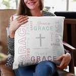 Nombre Personalizado Nube Cruz Suave Funda Almohada con Nombres Bebé Día del Bautizo Bienvenido Nacimiento Decoración del Hogar Regalo para los Nuevos Padres Familia